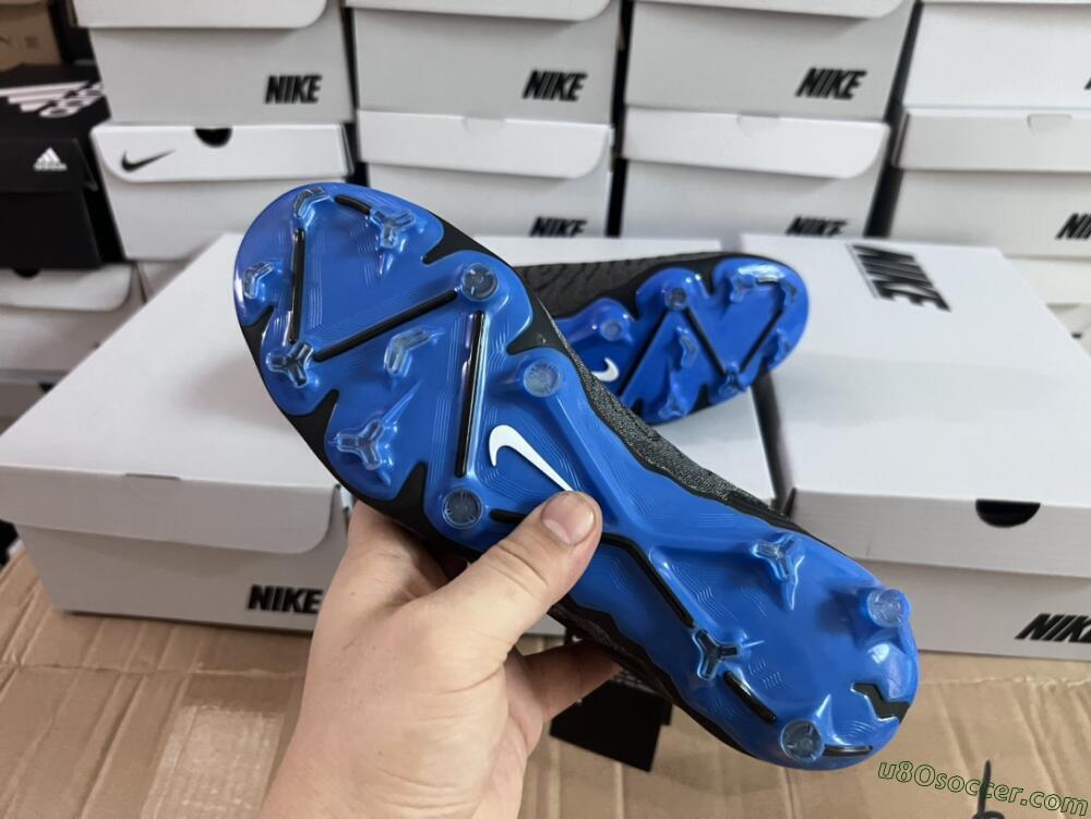 Nike Phantom GX Elite DF Link FG Firm Ground Soccer Cleats - Grey/Black/Blue