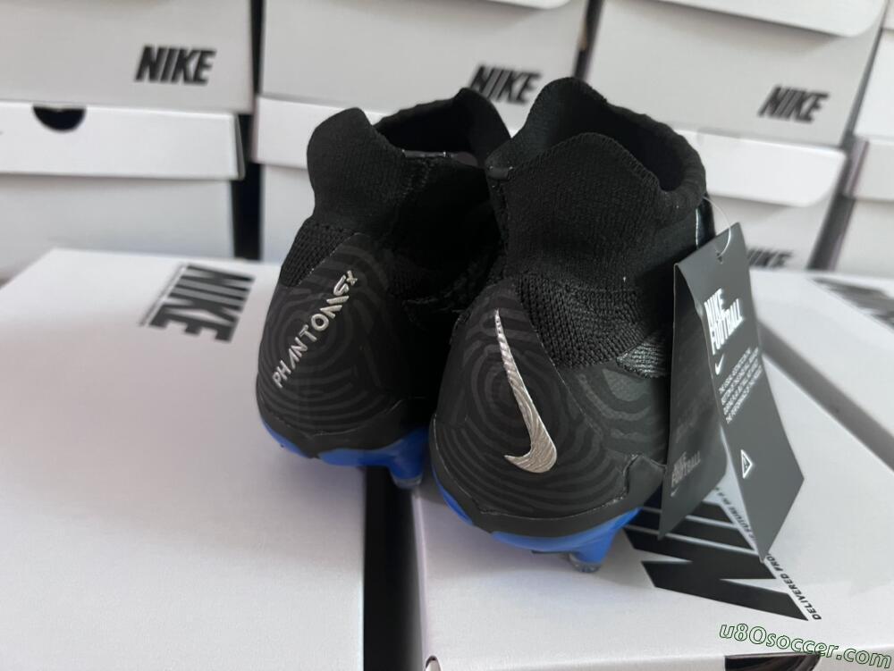 Nike Phantom GX Elite DF Link FG Firm Ground Soccer Cleats - Grey/Black/Blue