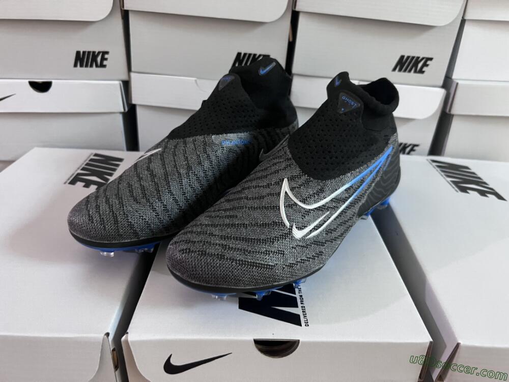 Nike Phantom GX Elite DF Link FG Firm Ground Soccer Cleats - Grey/Black/Blue