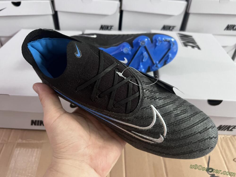 Nike Phantom GX Elite FG Firm Ground Soccer Cleats - Black/Grey/Blue
