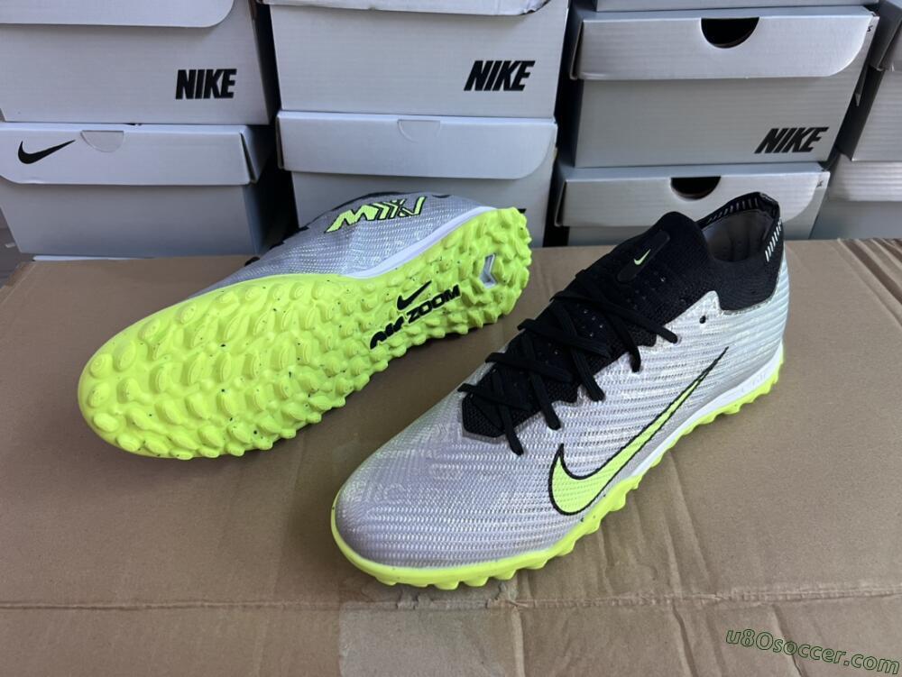 Nike Air Zoom Mercurial Vapor 15 Elite TF Artificial Turf Soccer Shoes - Silver/Green/Black