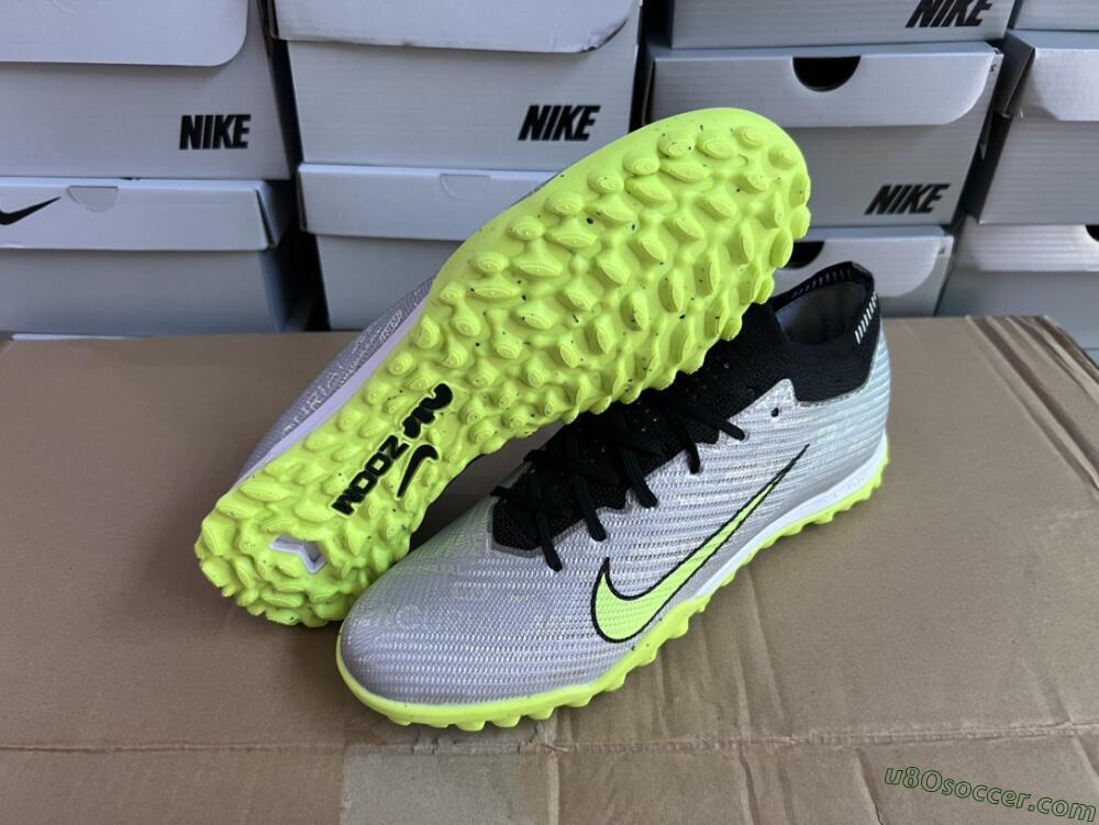 Nike Air Zoom Mercurial Vapor 15 Elite TF Artificial Turf Soccer Shoes - Silver/Green/Black