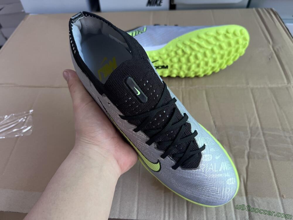 Nike Air Zoom Mercurial Vapor 15 Elite TF Artificial Turf Soccer Shoes - Silver/Green/Black