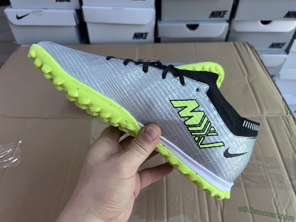Nike Air Zoom Mercurial Vapor 15 Elite TF Artificial Turf Soccer Shoes - Silver/Green/Black