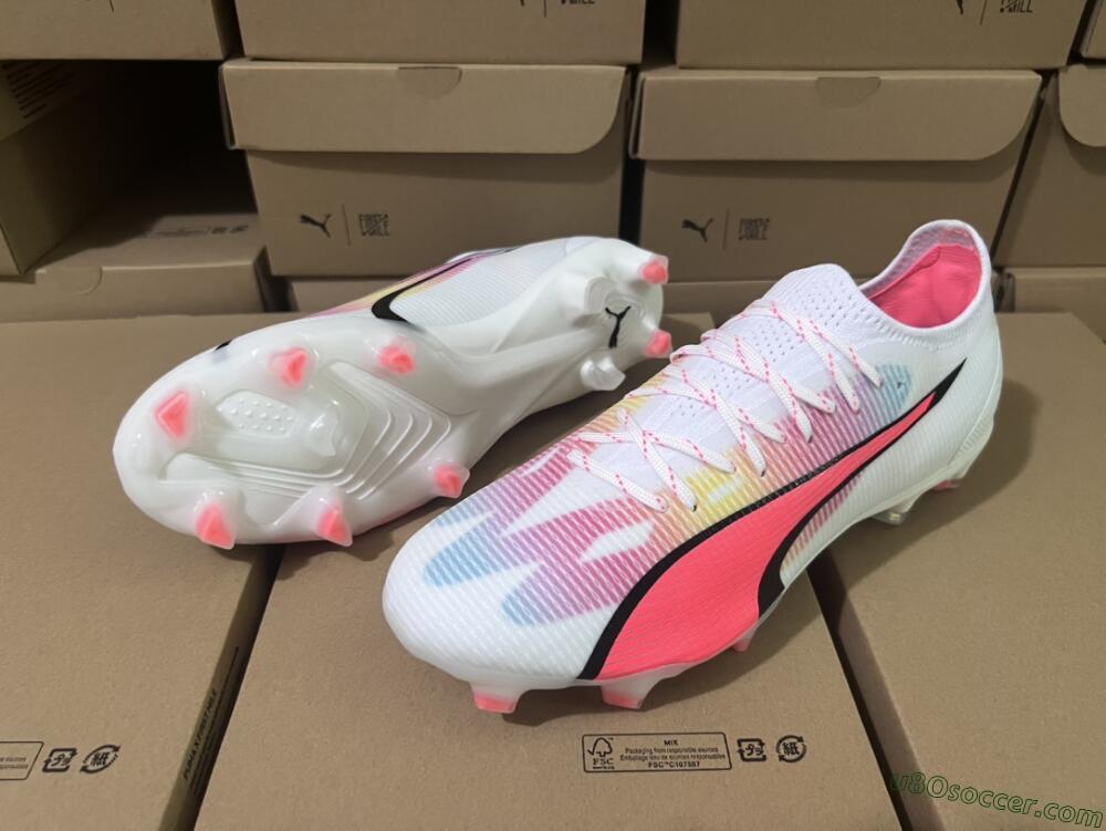 Puma Ultra Ultimate FG Firm Ground Soccer Cleats - White/Red/Black