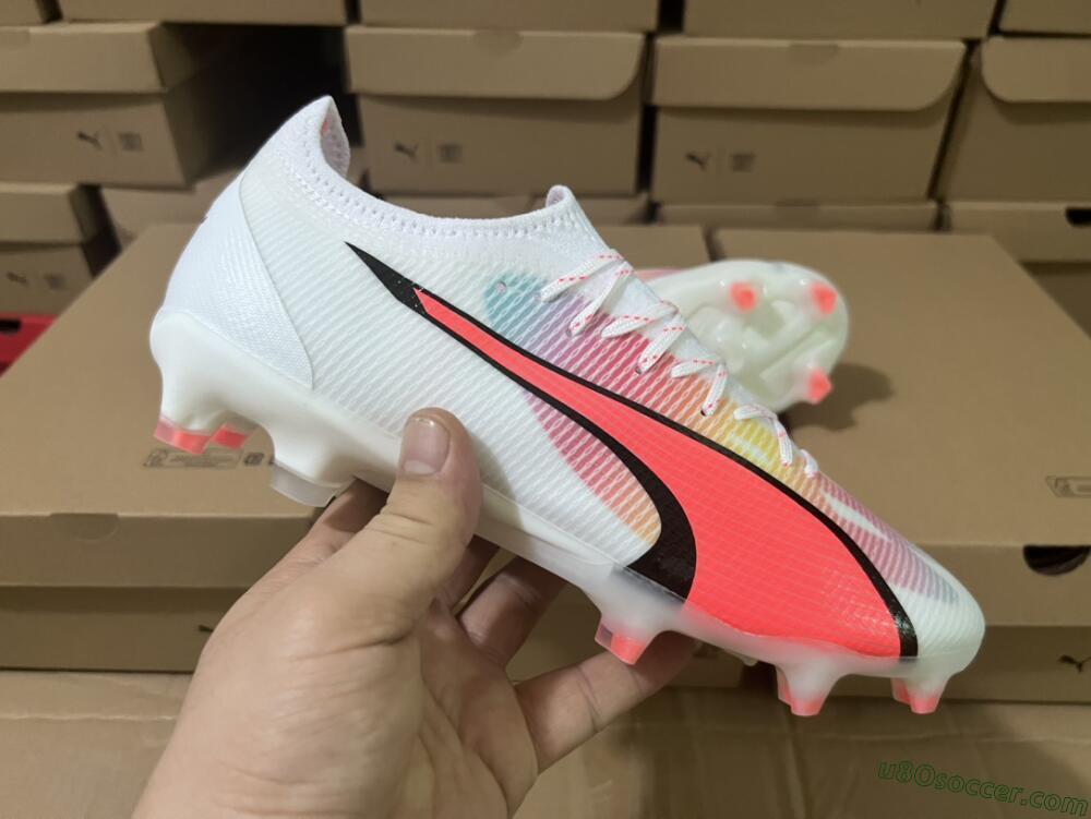 Puma Ultra Ultimate FG Firm Ground Soccer Cleats - White/Red/Black