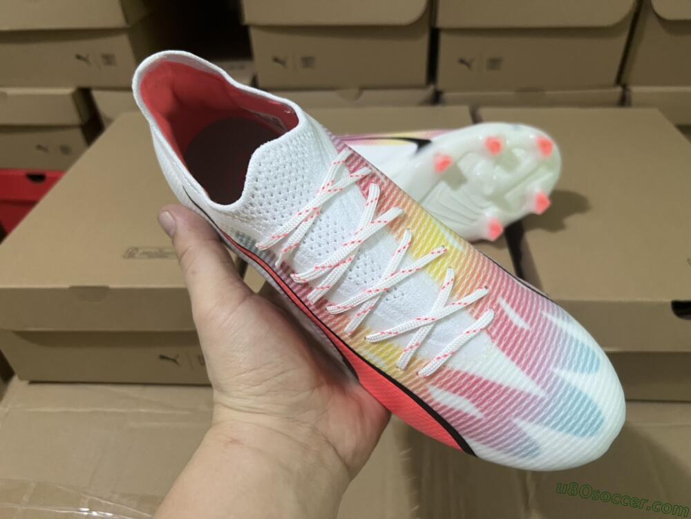 Puma Ultra Ultimate FG Firm Ground Soccer Cleats - White/Red/Black