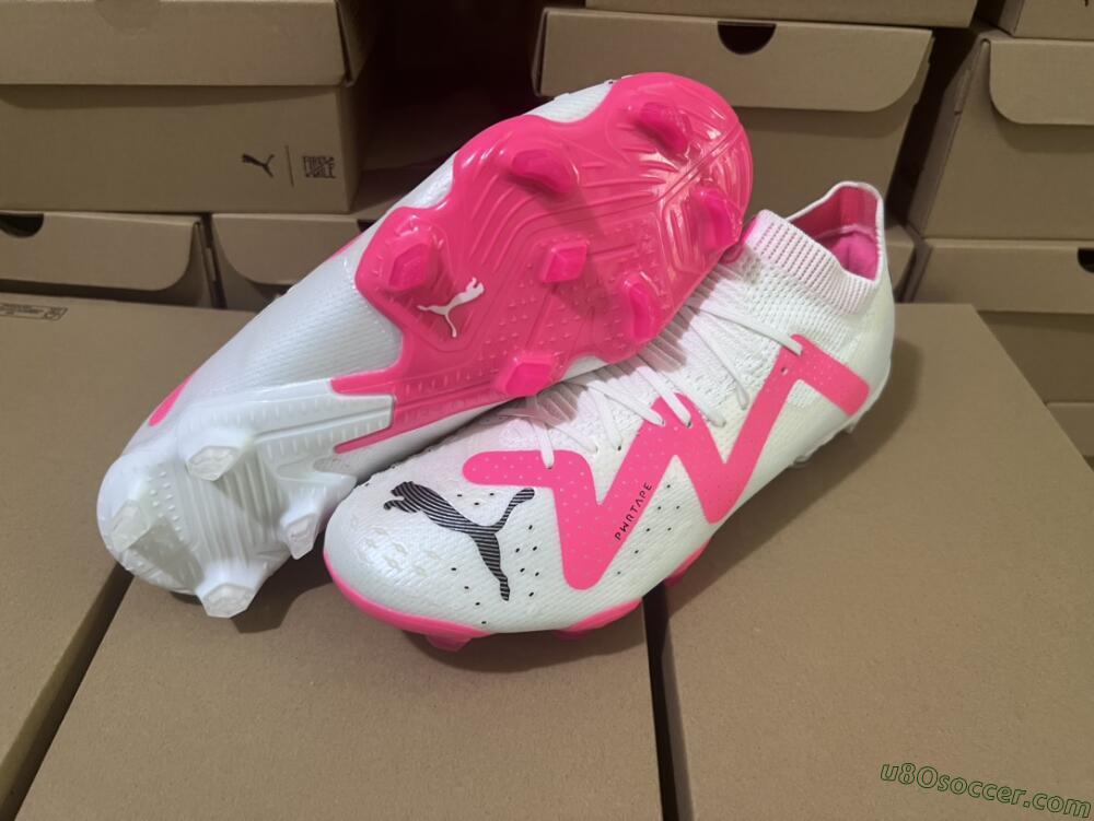 Puma Future Ultimate FG Firm Ground Soccer Cleats - White/Pink/Black