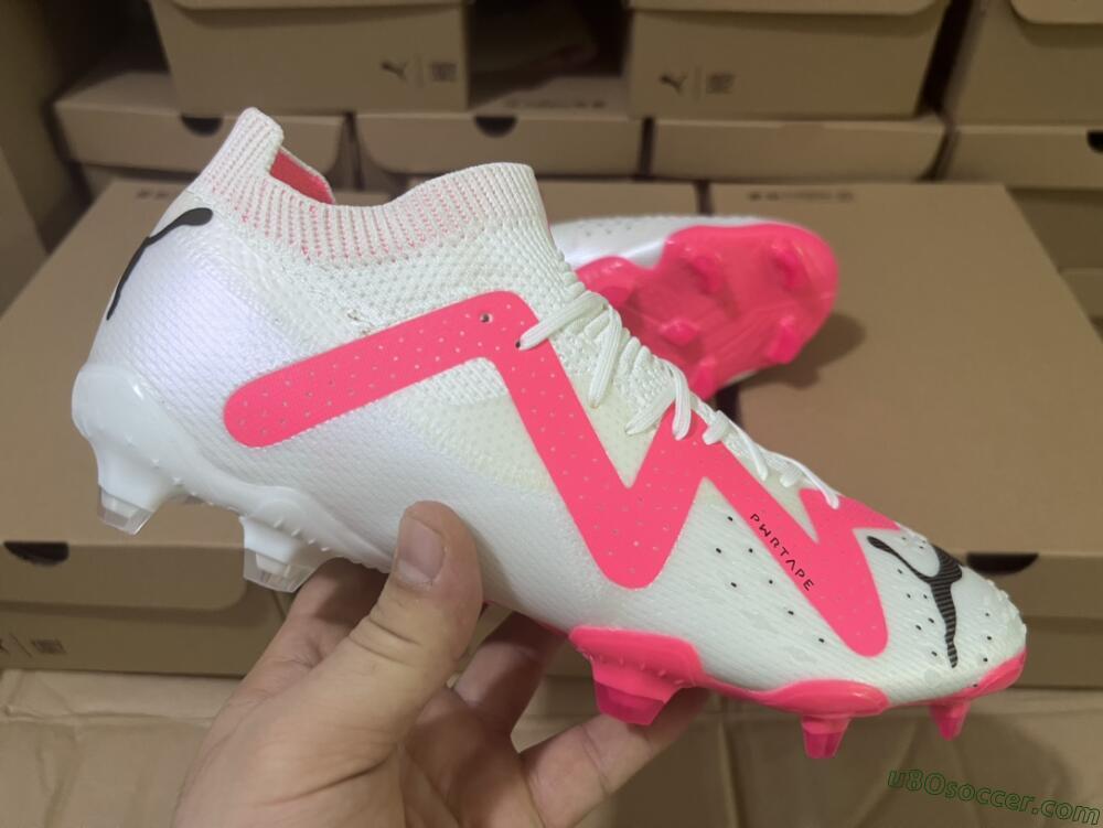 Puma Future Ultimate FG Firm Ground Soccer Cleats - White/Pink/Black