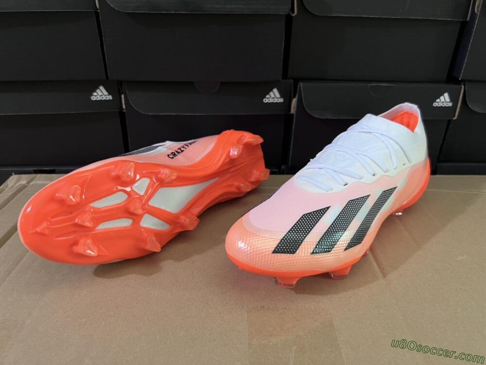 FG Firm Ground Soccer Cleats in White, Red, and Black