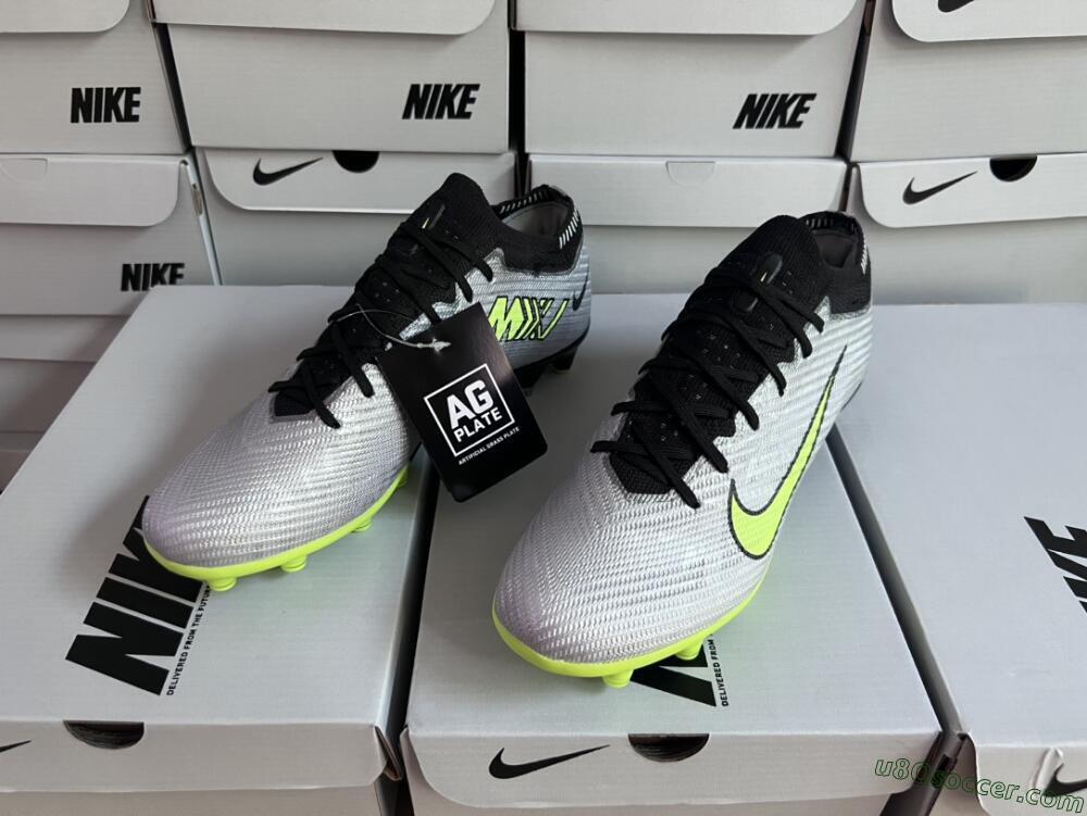 Nike Air Zoom Vapor 15 Elite SE AG Artificial Grass Soccer Cleats - Silver/Green/Black