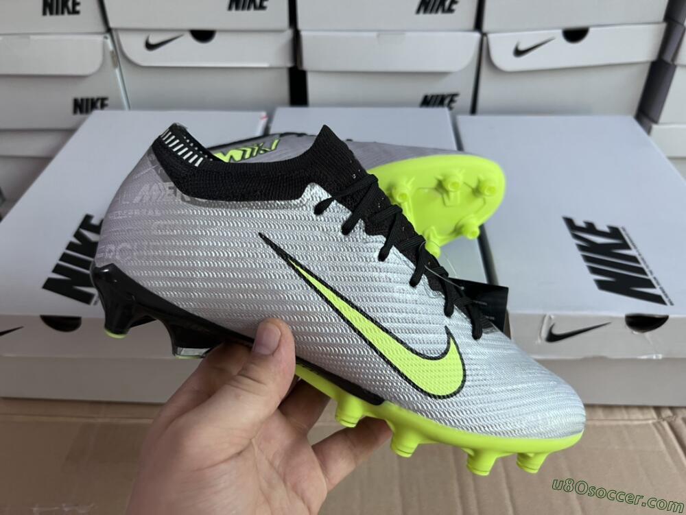 Nike Air Zoom Vapor 15 Elite SE AG Artificial Grass Soccer Cleats - Silver/Green/Black