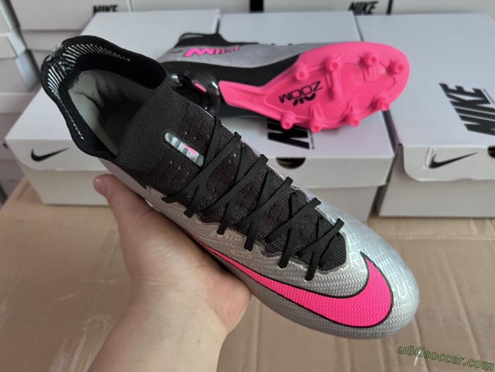 Nike Air Zoom Mercurial Superfly 9 Elite AG Artificial Grass Soccer Cleats - Sliver/Pink/Black