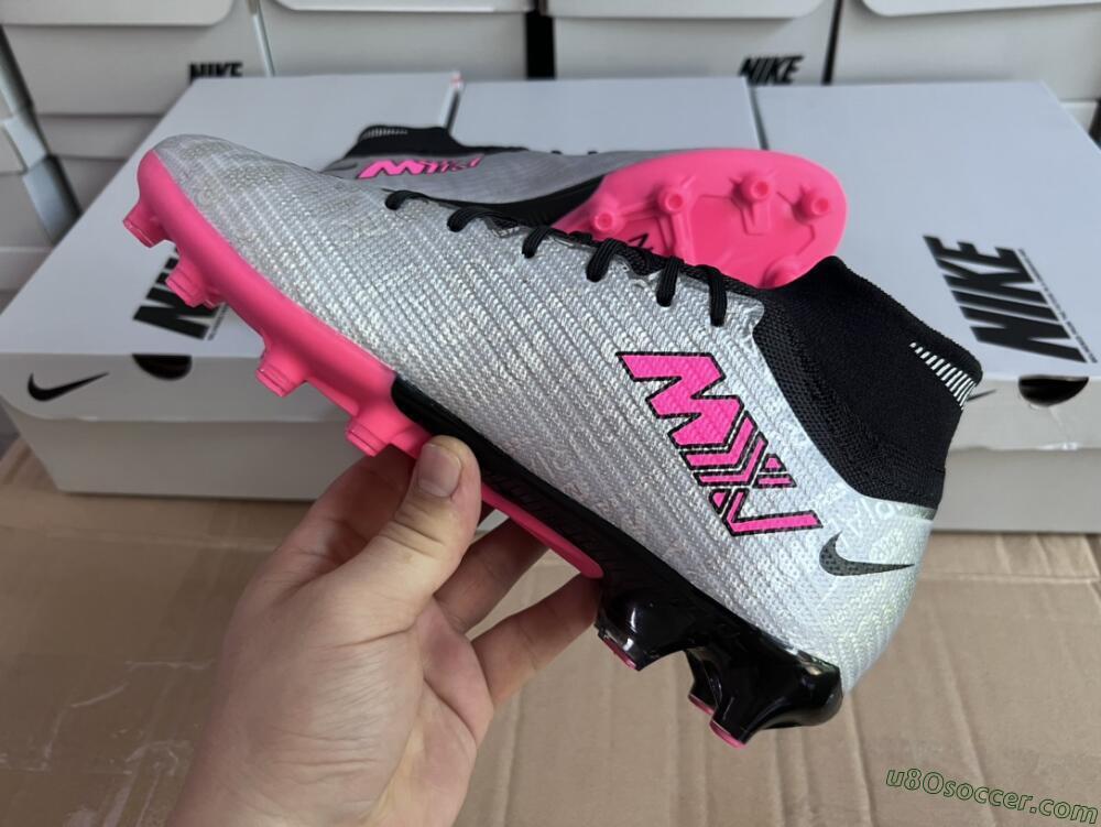 Nike Air Zoom Mercurial Superfly 9 Elite AG Artificial Grass Soccer Cleats - Sliver/Pink/Black