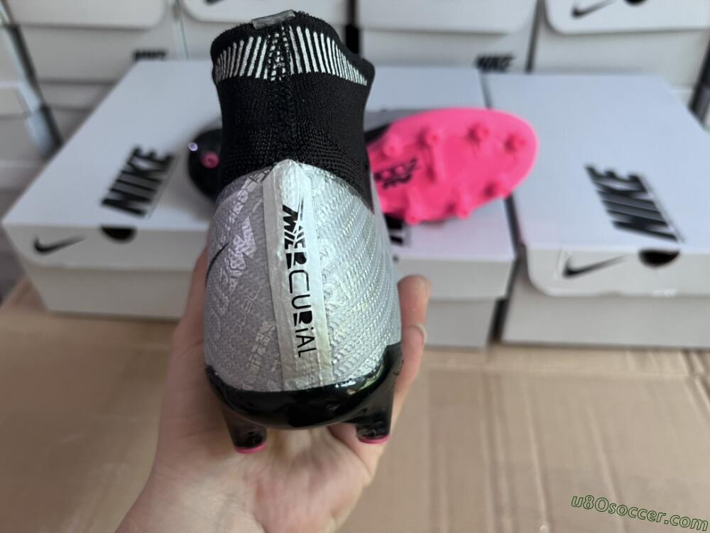Nike Air Zoom Mercurial Superfly 9 Elite AG Artificial Grass Soccer Cleats - Sliver/Pink/Black