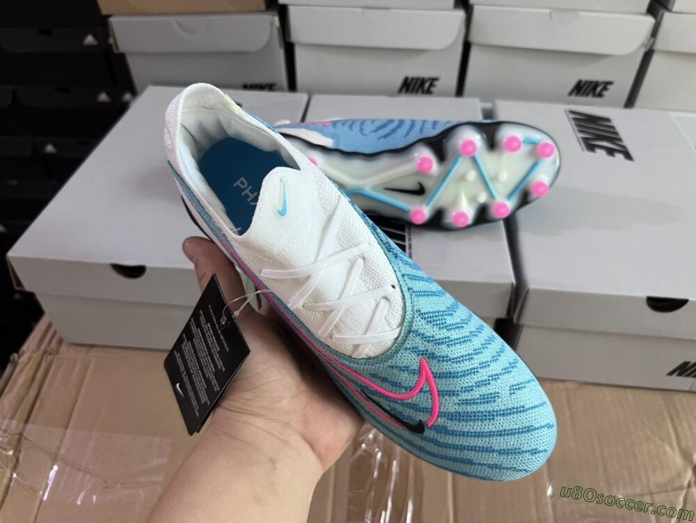 Nike Phantom GX Elite AG Artificial Grass Soccer Cleats - Blue/Pink/White