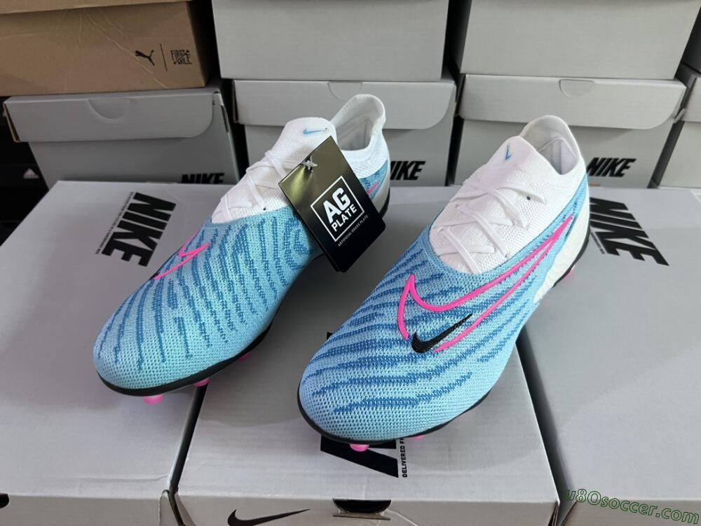Nike Phantom GX Elite AG Artificial Grass Soccer Cleats - Blue/Pink/White