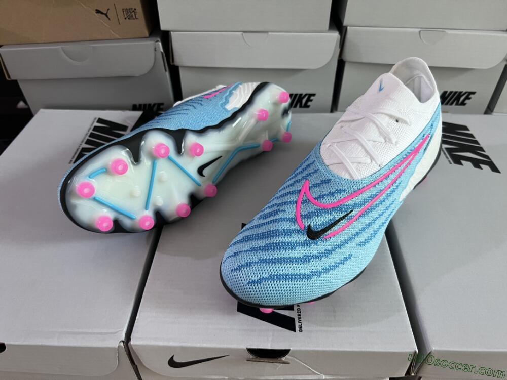 Nike Phantom GX Elite AG Artificial Grass Soccer Cleats - Blue/Pink/White