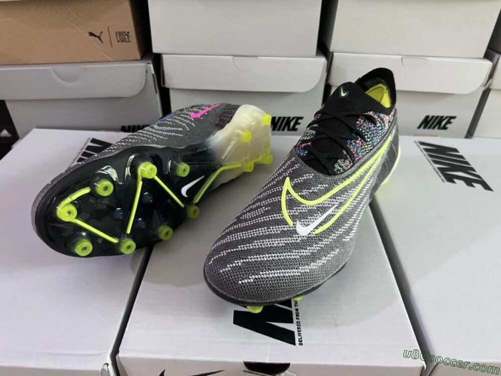 AG Soccer Cleats in Grey and Green | Elite Nike Phantom GX Design