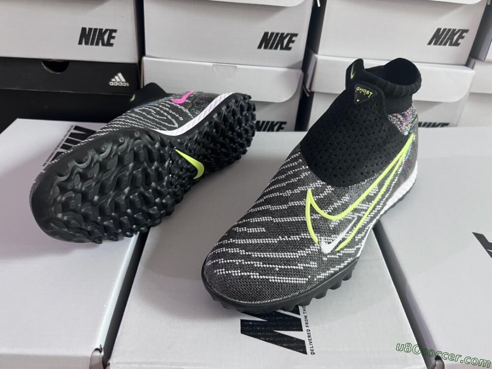 Nike Phantom GX Elite TF Artificial Turf Soccer Shoes - Grey/Green/Black/Rainbow