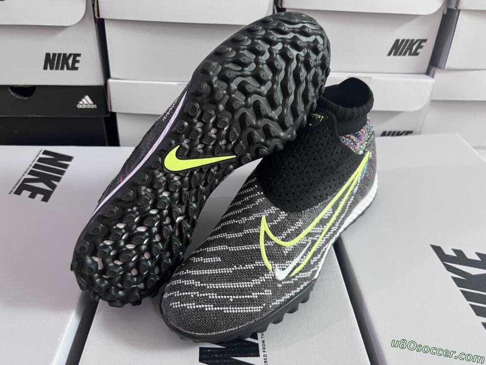 Nike Phantom GX Elite TF Artificial Turf Soccer Shoes - Grey/Green/Black/Rainbow