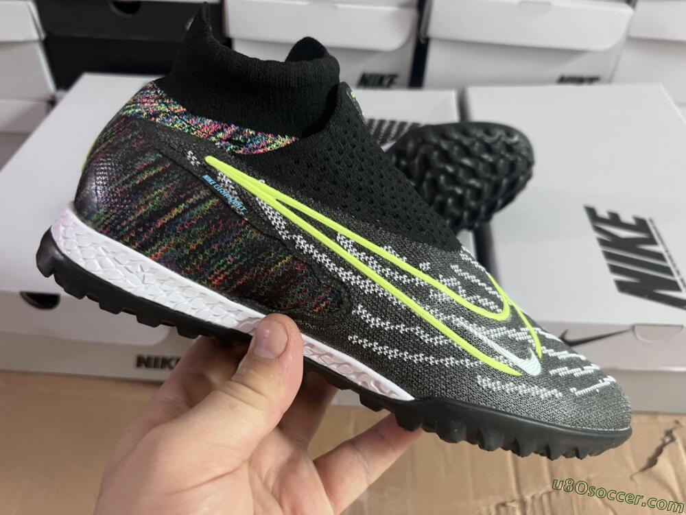 Nike Phantom GX Elite TF Artificial Turf Soccer Shoes - Grey/Green/Black/Rainbow