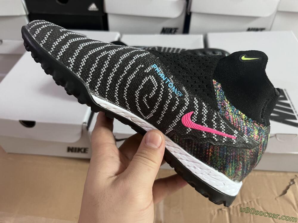Nike Phantom GX Elite TF Artificial Turf Soccer Shoes - Grey/Green/Black/Rainbow