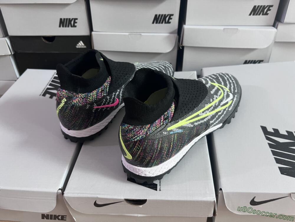 Nike Phantom GX Elite TF Artificial Turf Soccer Shoes - Grey/Green/Black/Rainbow