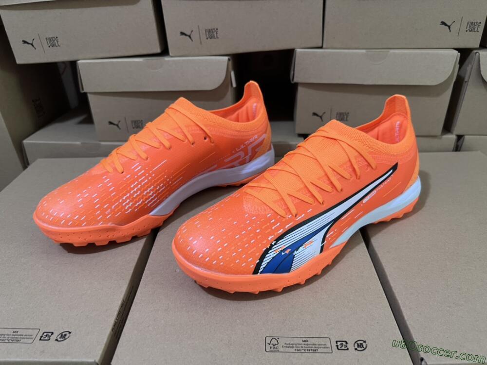 Puma Ultra Ultimate TF Artificial Turf Soccer Shoes - Orange/White/Blue