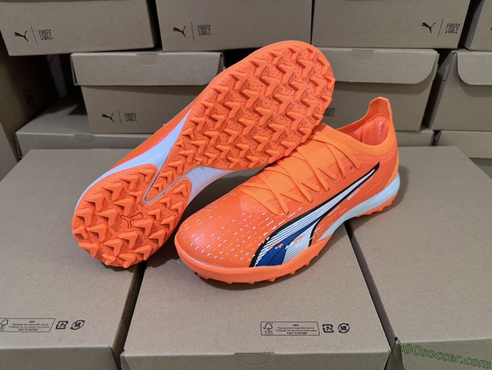 Puma Ultra Ultimate TF Artificial Turf Soccer Shoes - Orange/White/Blue