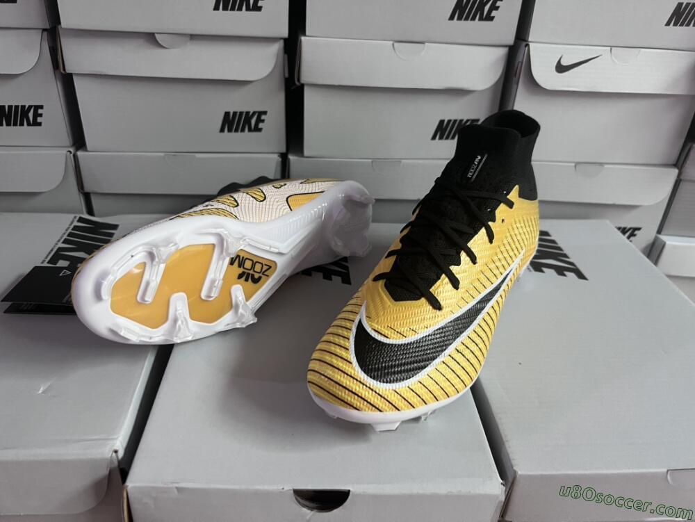 Nike Air Zoom Mercurial Superfly 9 Elite FG Firm Ground Soccer Cleats - Yellow/Black/White