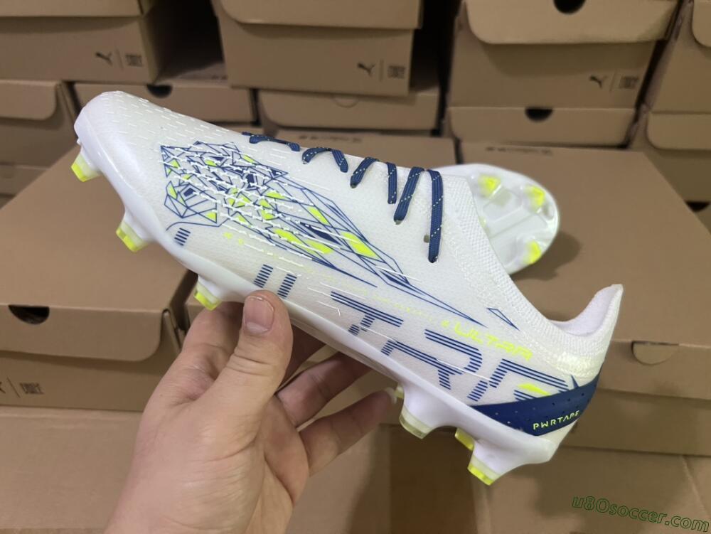 Puma Ultra Ultimate FG Firm Ground Soccer Cleats - White/Blue/Green