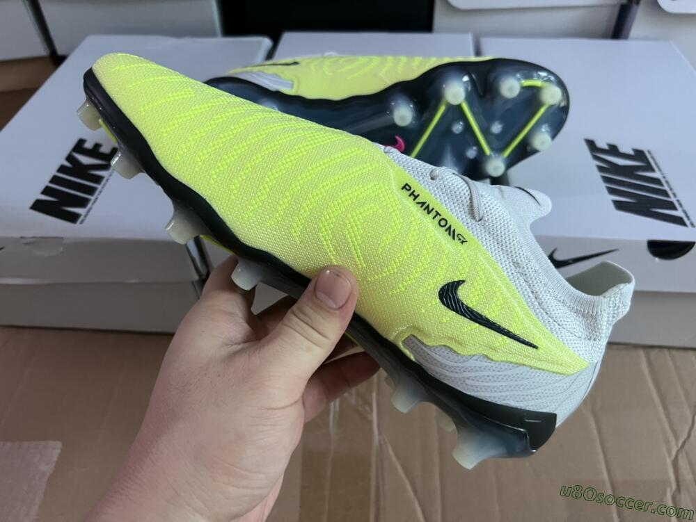 Nike Phantom GX Elite AG Artificial Grass Soccer Cleats - Grey/Yellow/Black