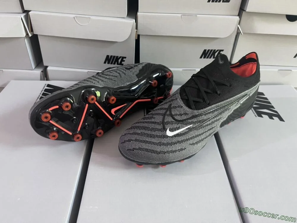 AG Soccer Cleats in Black and Grey - Elite Phantom GX Design