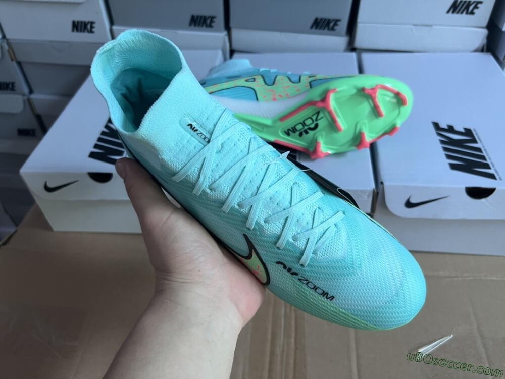 Nike Air Zoom Mercurial Superfly 9 Elite FG Firm Ground Soccer Cleats - Blue/Green/Black