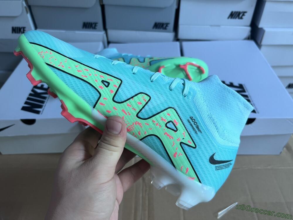 Nike Air Zoom Mercurial Superfly 9 Elite FG Firm Ground Soccer Cleats - Blue/Green/Black