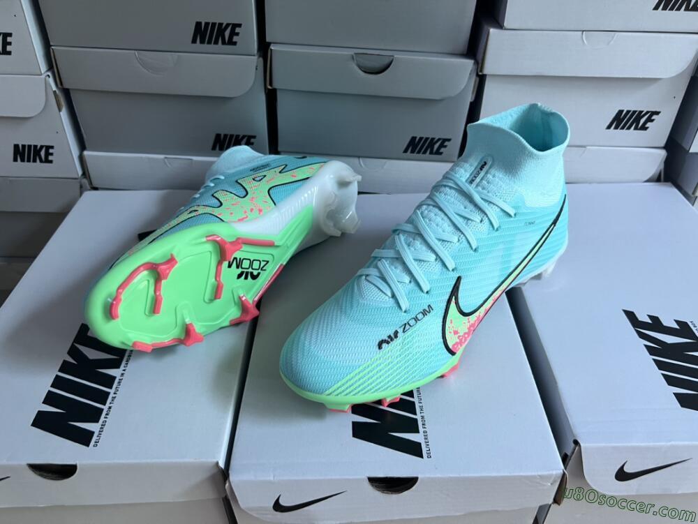 Nike Air Zoom Mercurial Superfly 9 Elite FG Firm Ground Soccer Cleats - Blue/Green/Black