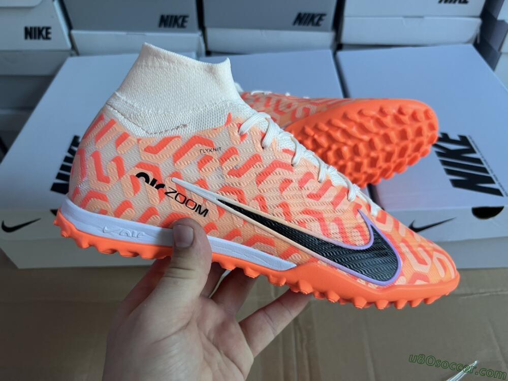 Nike Air Zoom Mercurial Superfly 9 Elite TF Artificial Turf Soccer Shoes - Orange/White/Black