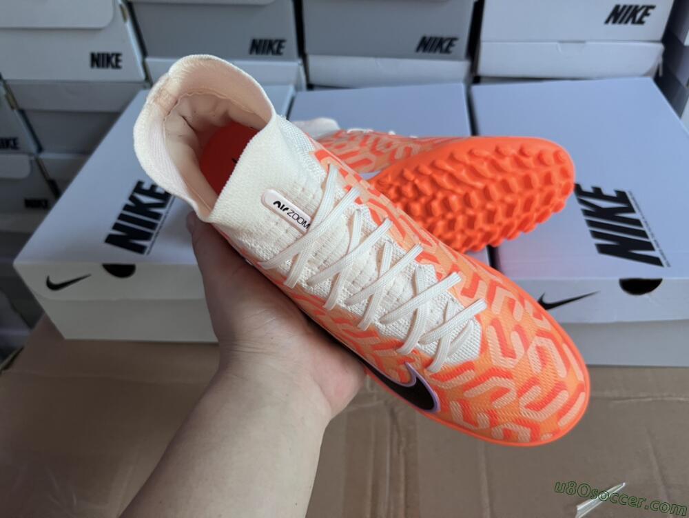 Nike Air Zoom Mercurial Superfly 9 Elite TF Artificial Turf Soccer Shoes - Orange/White/Black