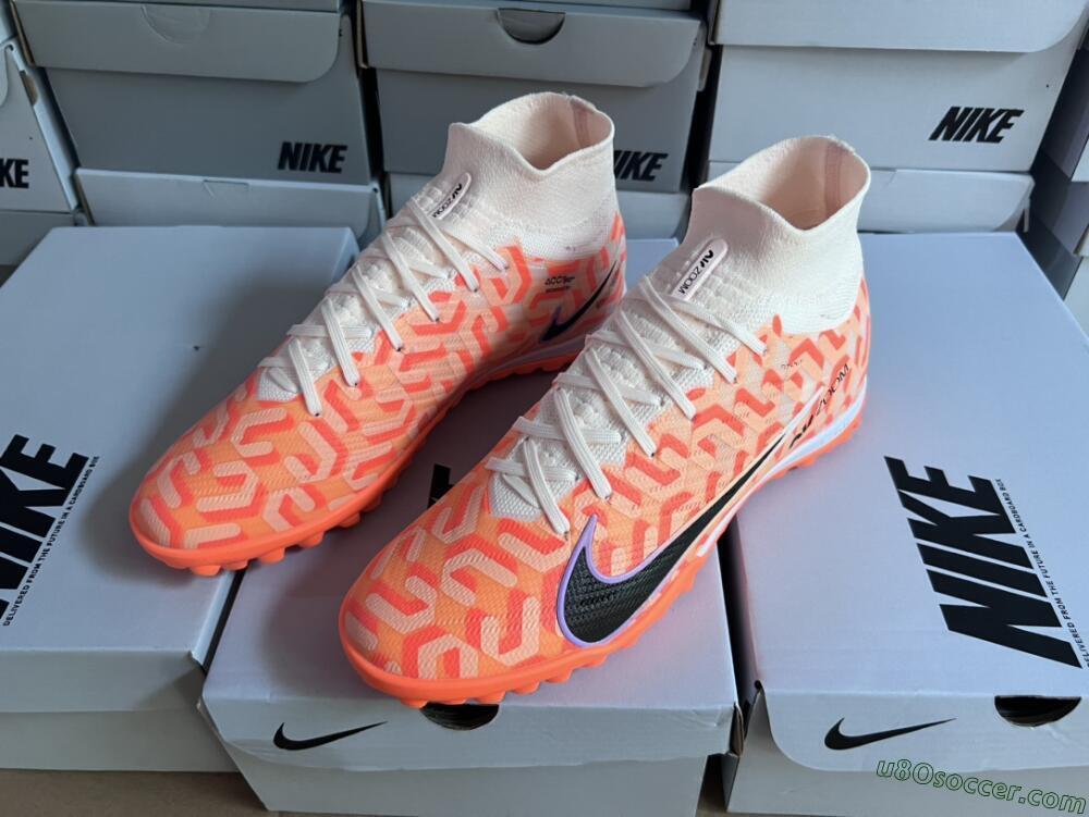 Nike Air Zoom Mercurial Superfly 9 Elite TF Artificial Turf Soccer Shoes - Orange/White/Black
