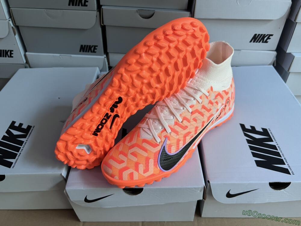 Nike Air Zoom Mercurial Superfly 9 Elite TF Artificial Turf Soccer Shoes - Orange/White/Black