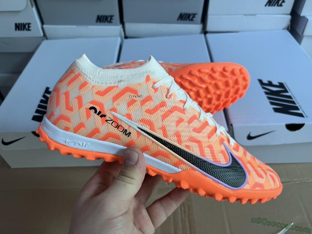 Nike Air Zoom Mercurial Vapor 15 Elite TF Artificial Turf Soccer Shoes - Orange/White/Black