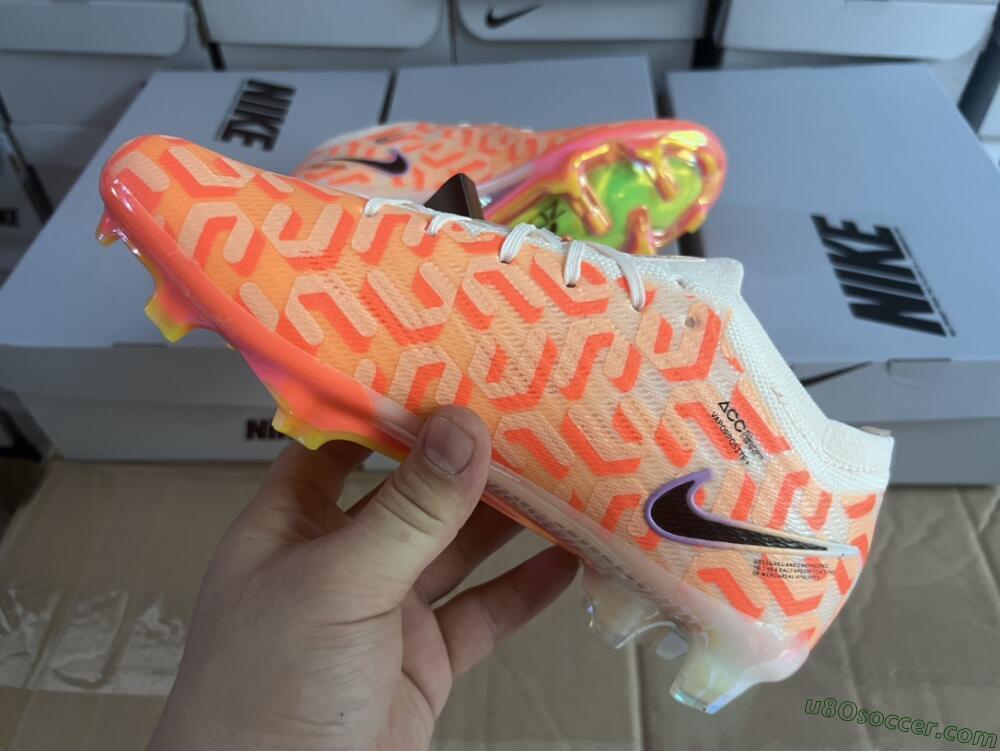 Nike Air Zoom Mercurial Vapor 15 Elite FG Firm Ground Soccer Cleats - White/Orange/Black