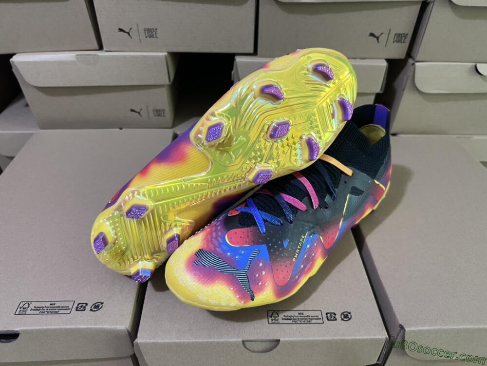 Puma Future Ultimate FG Firm Ground Soccer Cleats - Black/Purple/Yellow