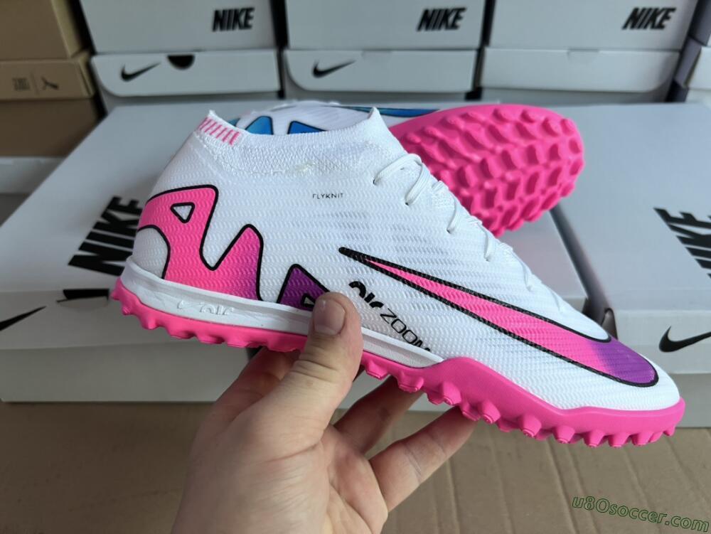 Nike Mercurial Vapor 15 Elite TF Artificial Turf Soccer Shoes - White/Pink