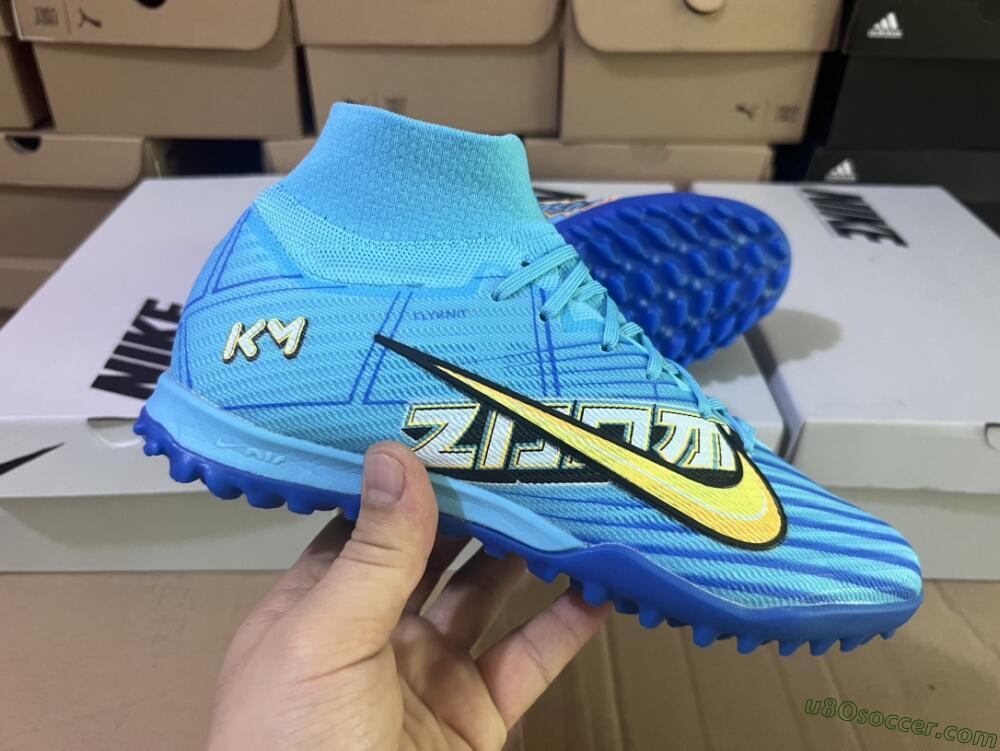 Kylian Mbappe x Nike Air Zoom Mercurial Superfly 9 Elite TF Artificial Turf Soccer Shoes - Blue/Yellow/Black