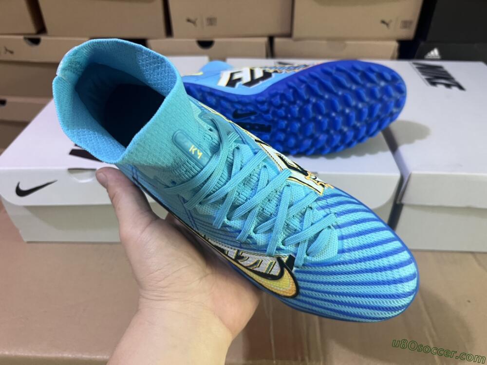 Kylian Mbappe x Nike Air Zoom Mercurial Superfly 9 Elite TF Artificial Turf Soccer Shoes - Blue/Yellow/Black