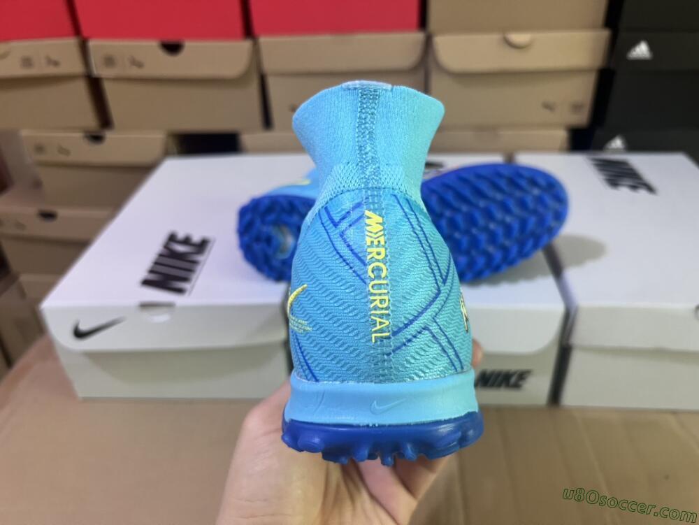 Kylian Mbappe x Nike Air Zoom Mercurial Superfly 9 Elite TF Artificial Turf Soccer Shoes - Blue/Yellow/Black