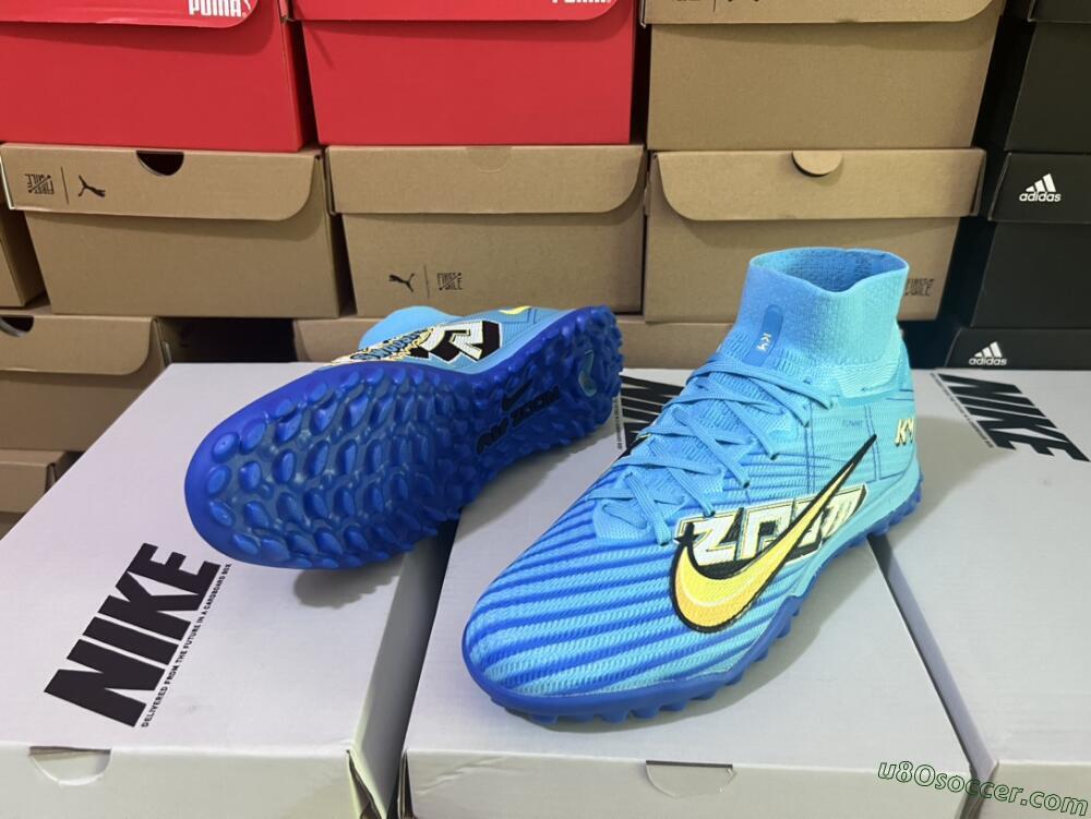 Kylian Mbappe x Nike Air Zoom Mercurial Superfly 9 Elite TF Artificial Turf Soccer Shoes - Blue/Yellow/Black