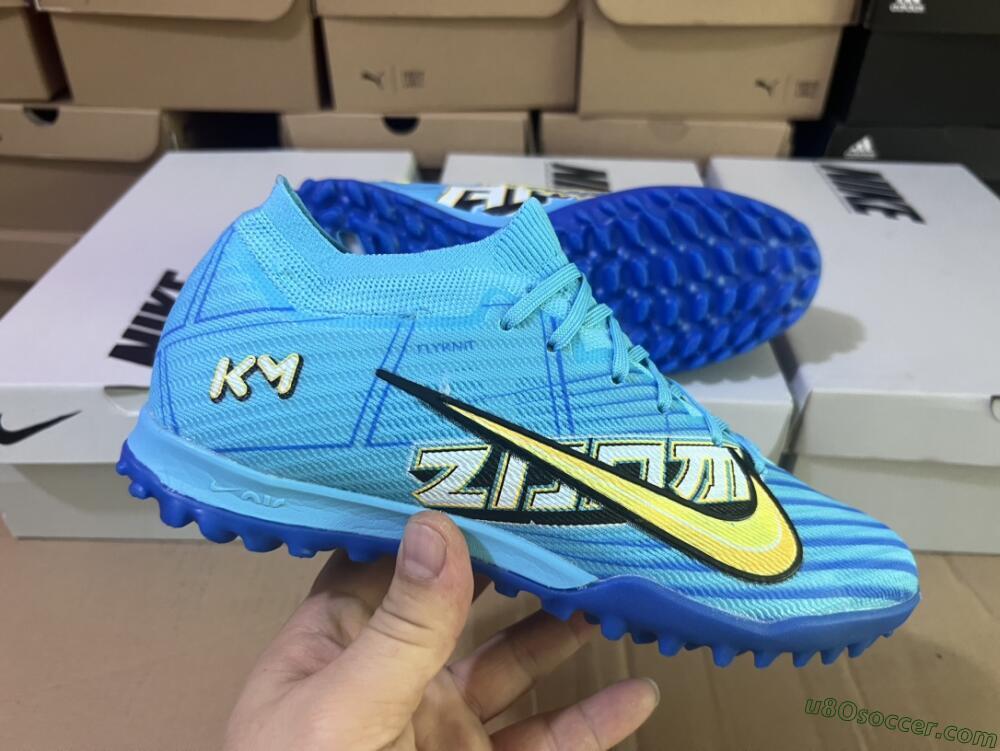 Kylian Mbappe x Nike Air Zoom Mercurial Vapor 15 Elite TF Artificial Turf Soccer Shoes - Blue/Yellow/Black